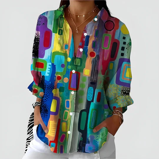 Lilou - Vardaglig Blus med Färgglad Design