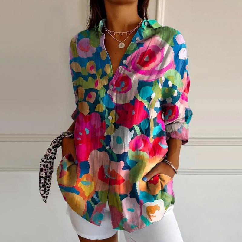 Gisela - Vintage Blommig Somrig Vardagsblus
