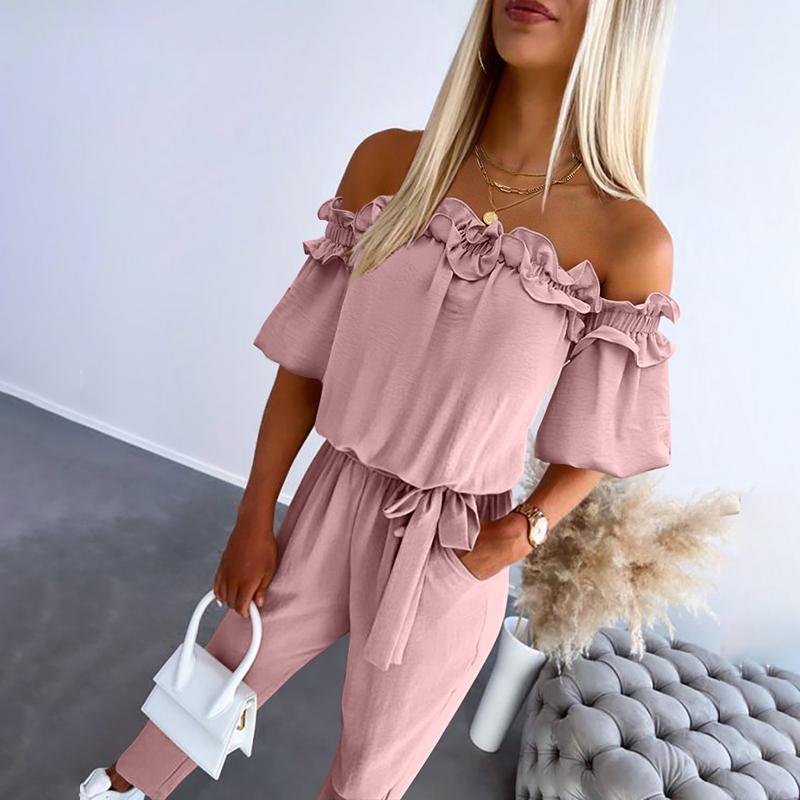 Elva - Off-Shoulder Byxdress med Volang