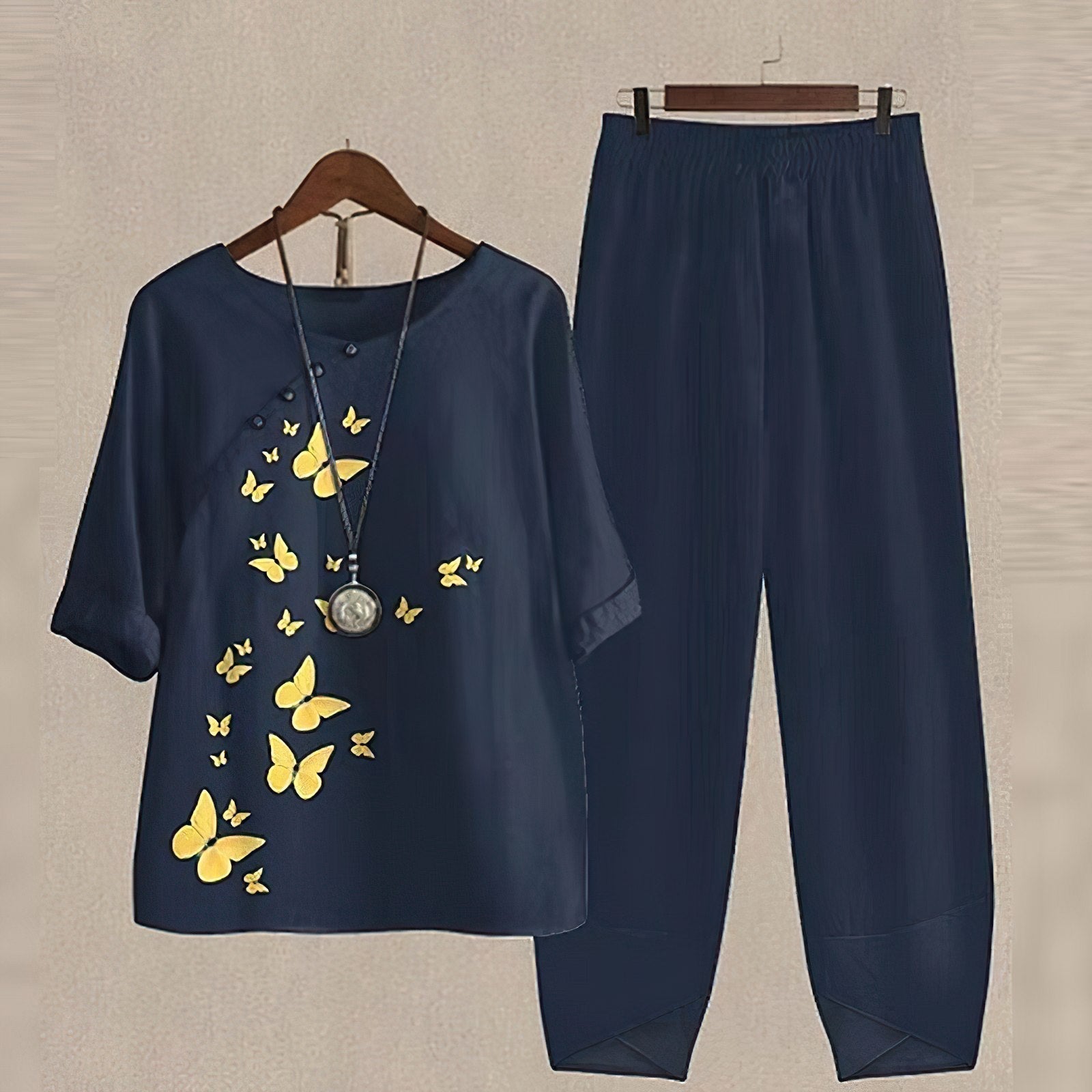 Evania - Elegant & Luftigt Set med Blus och Byxor