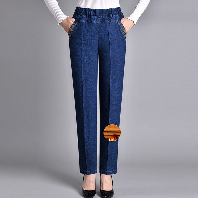 INGRID – HÖGMIDJADE JEANSLIKNANDE BYXOR MED STRETCH