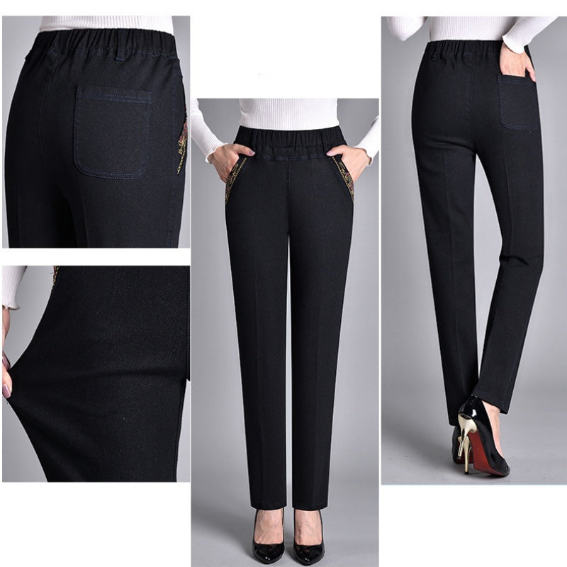 INGRID – HÖGMIDJADE JEANSLIKNANDE BYXOR MED STRETCH