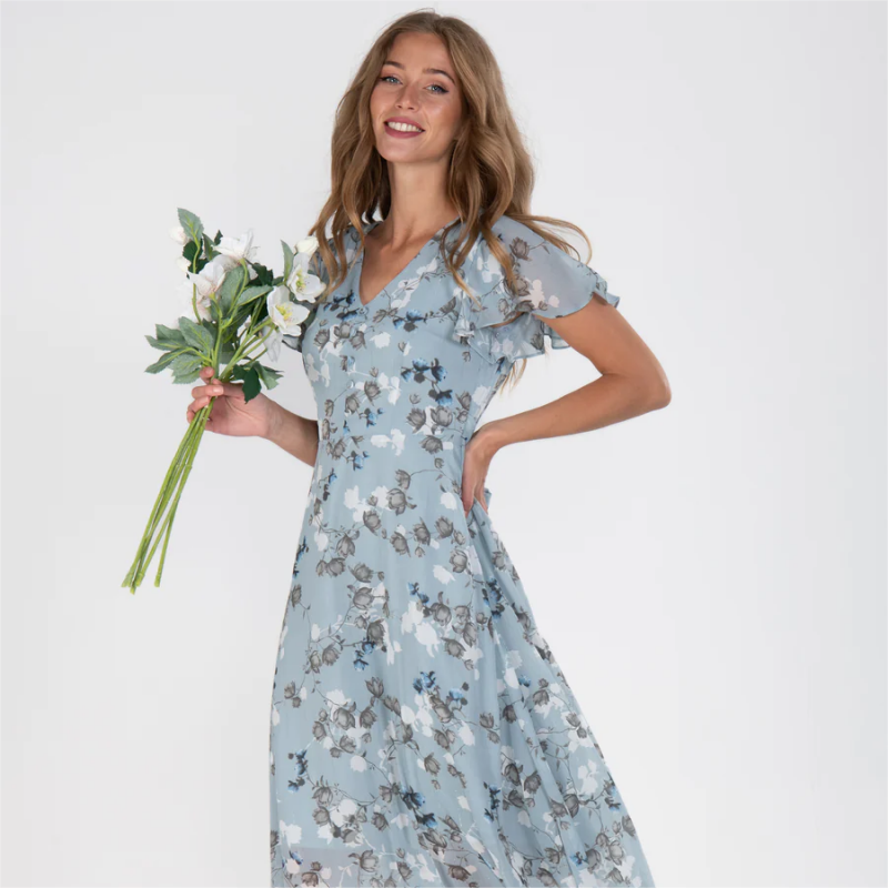 Hailey - Kortärmad klänning med blommigt tryck