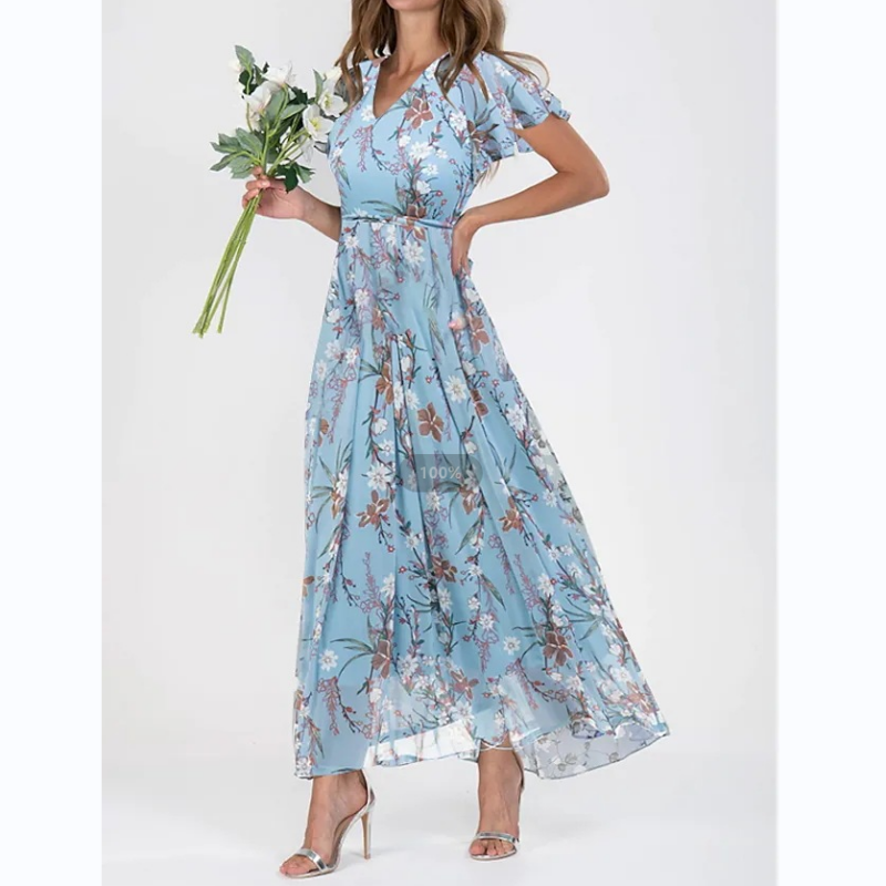 Hailey - Kortärmad klänning med blommigt tryck