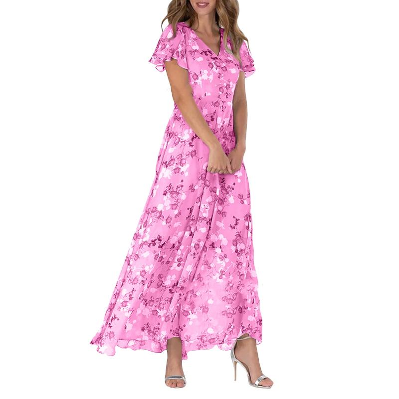 Hailey - Kortärmad klänning med blommigt tryck