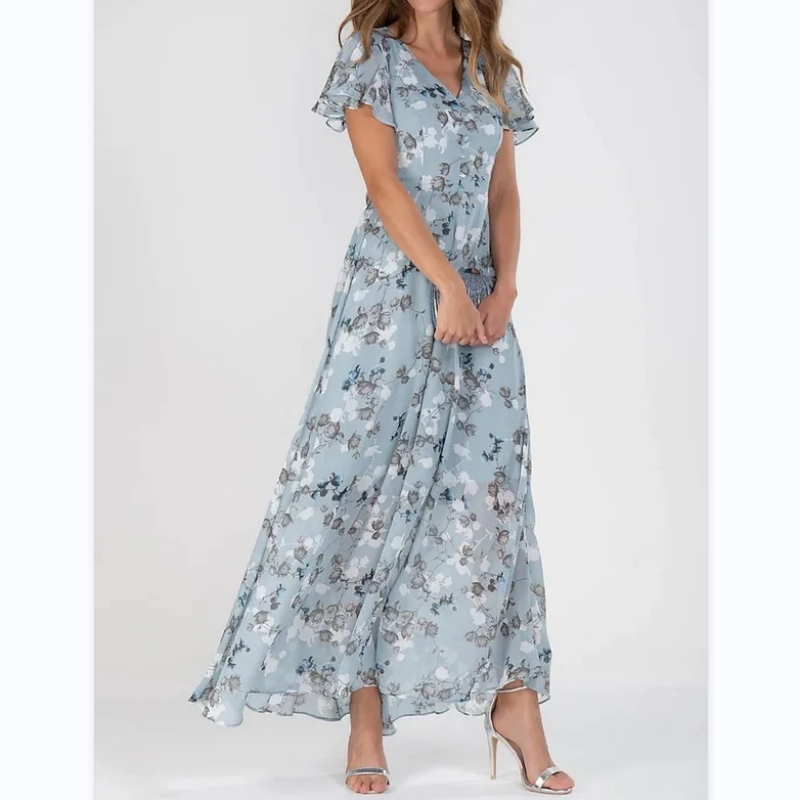 Hailey - Kortärmad klänning med blommigt tryck