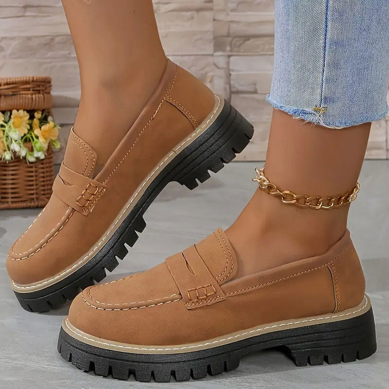 Emilia - Bekväma Chunky Loafers med Plattform