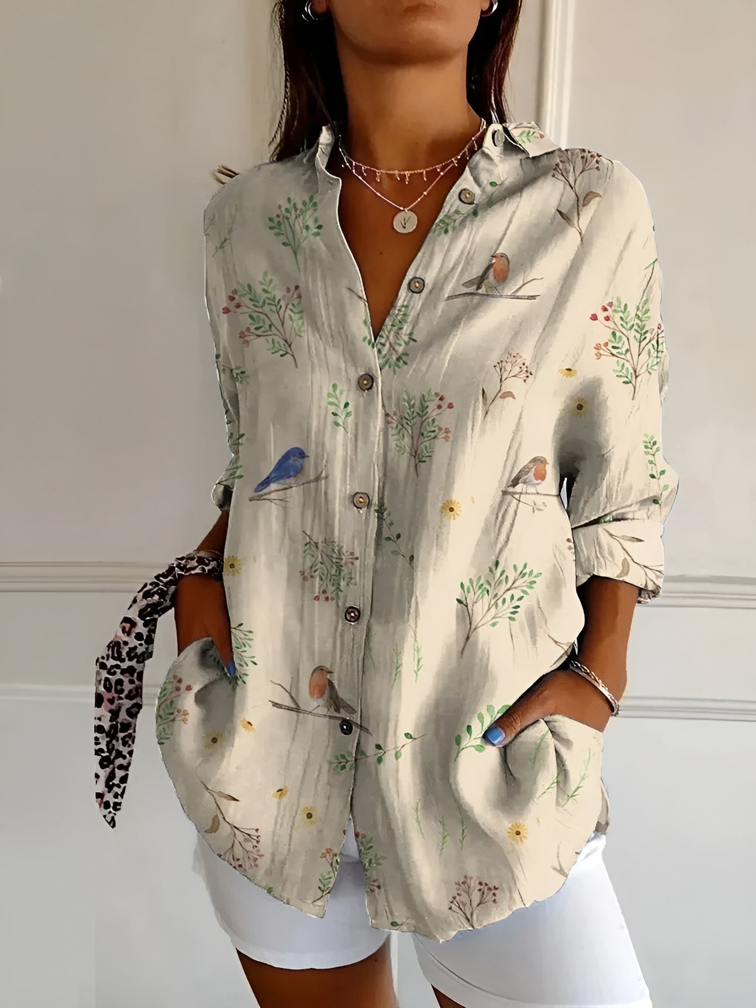 Cerelia - Stilren Blus med Blommigt Mönster