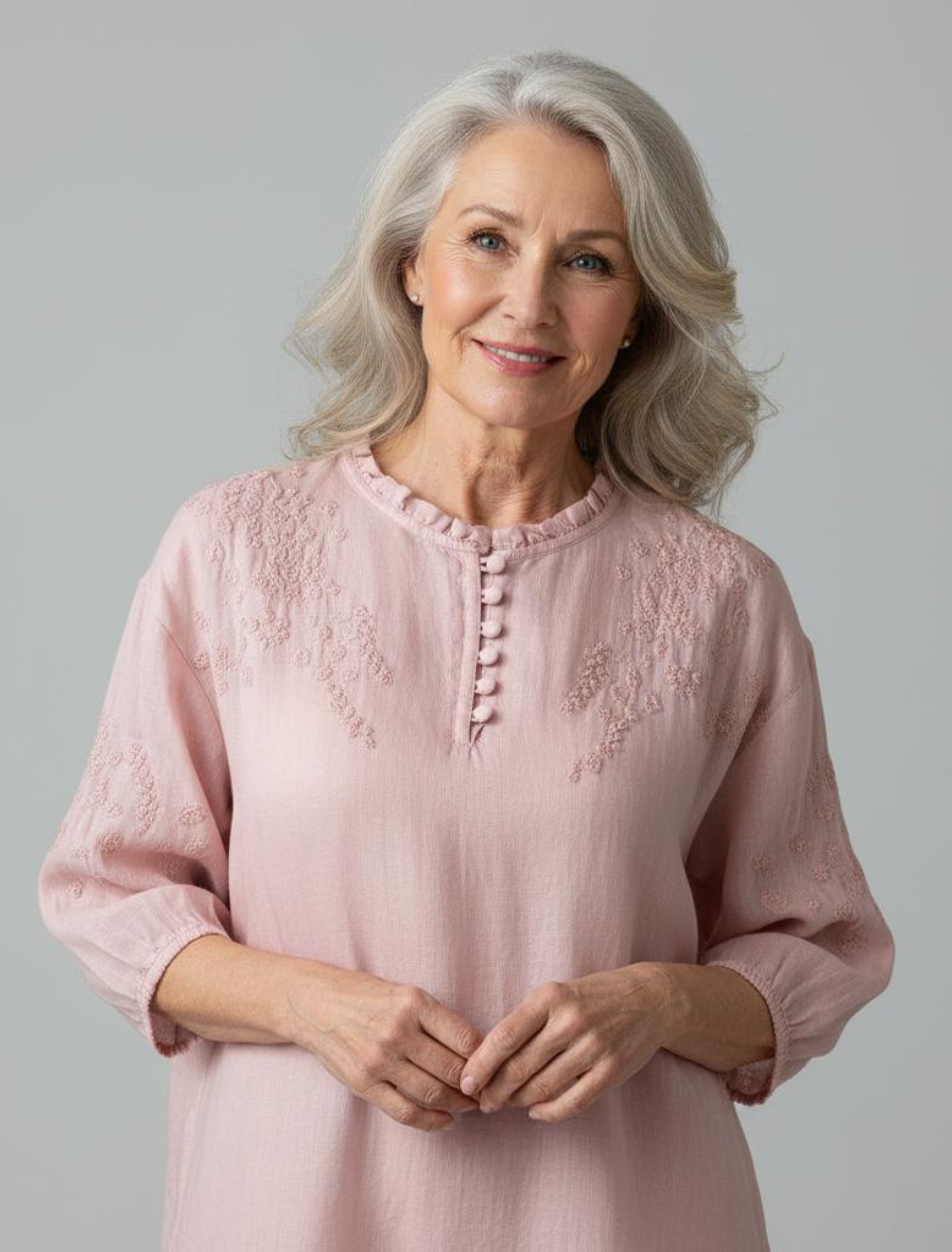 Elva -  Elegant Blus med Knappframkan