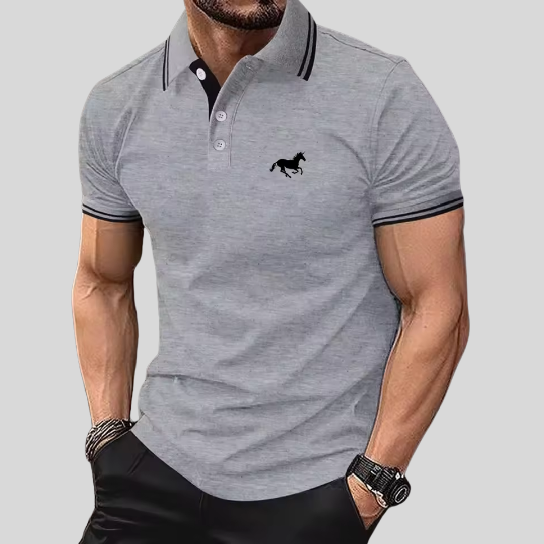 Wilhelm - Avslappnad T-shirt med Knappslå och Pikékrage