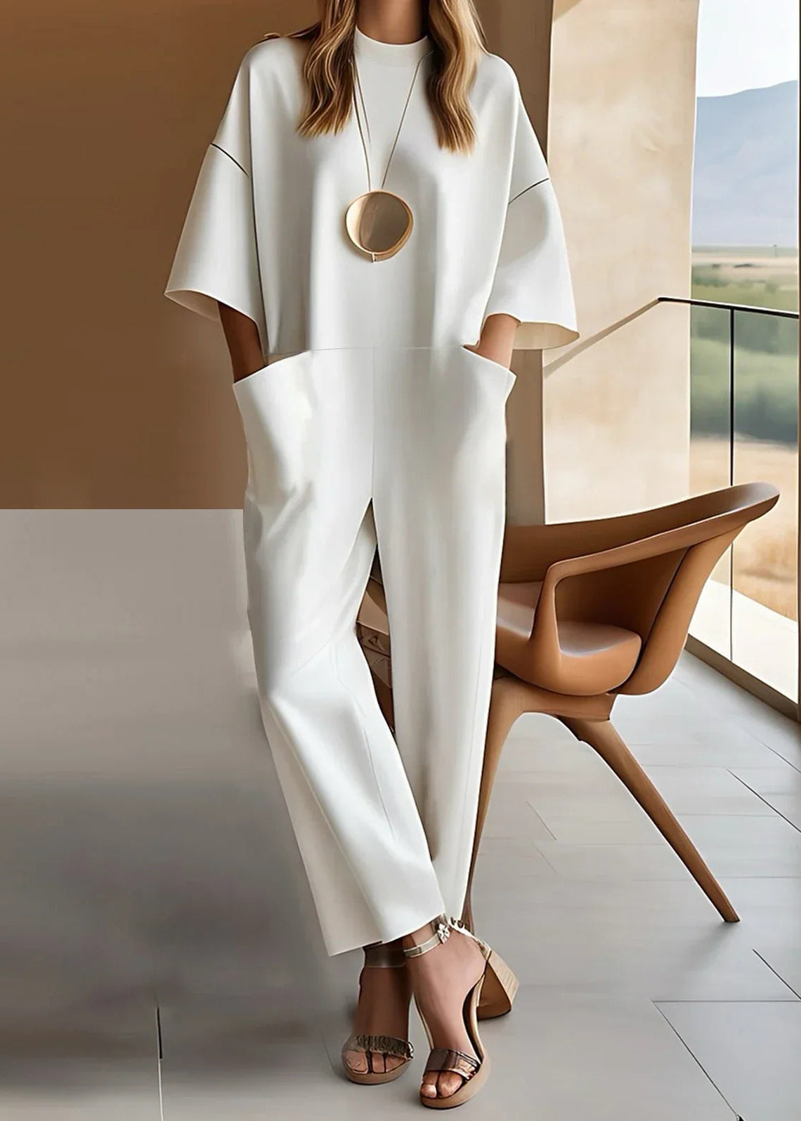 Elva - Elegant Kortärmad Byxdress