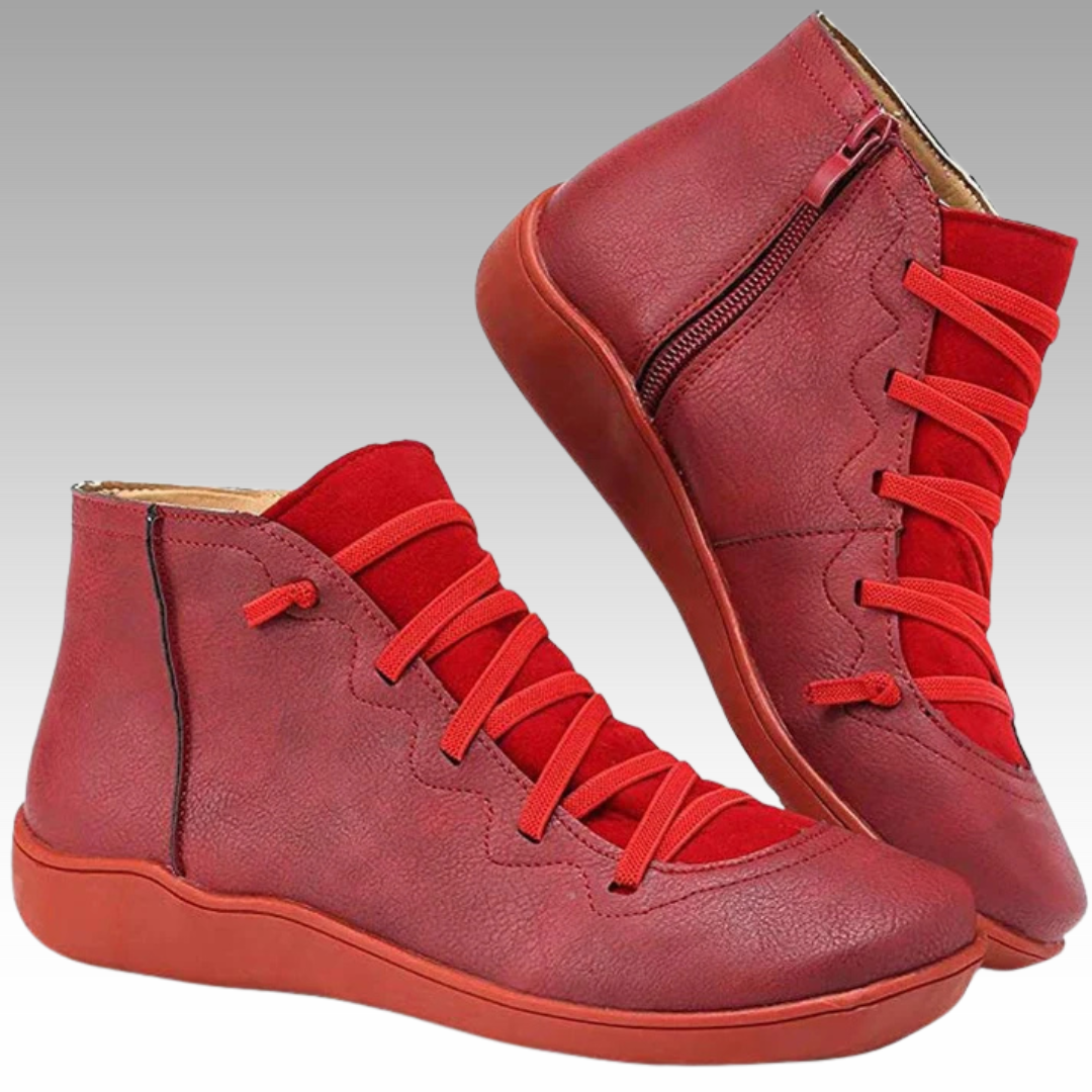 Nina - Trendiga Ortopediska Ankelboots i Vintage-stil