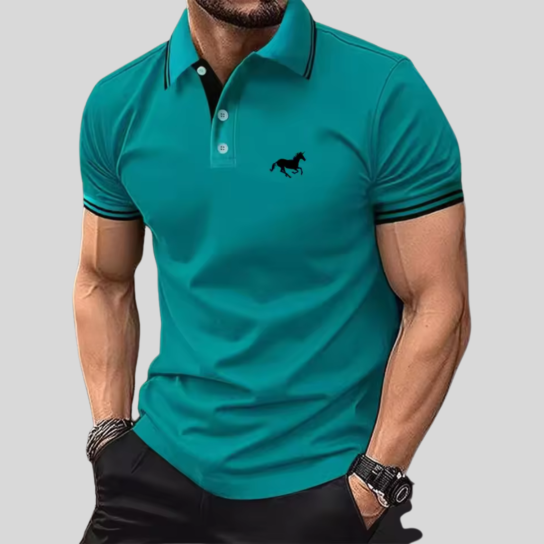 Wilhelm - Avslappnad T-shirt med Knappslå och Pikékrage