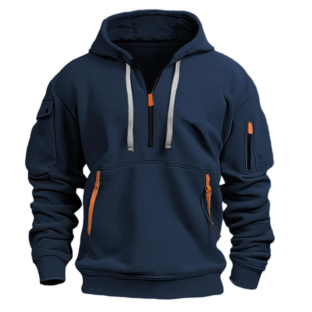 LARS – PRAKTISK HOODIE MED HALV DRAGKEDJA