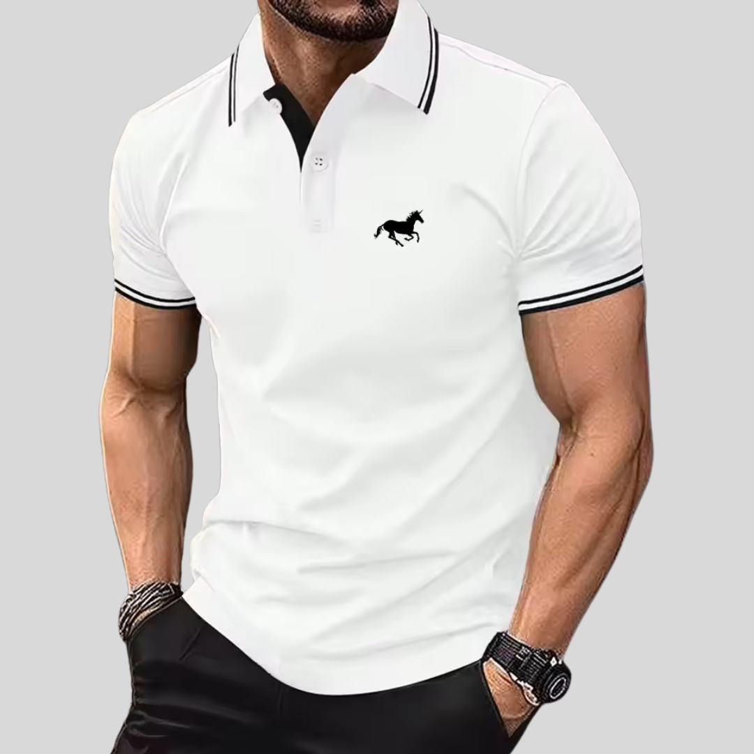 Wilhelm - Avslappnad T-shirt med Knappslå och Pikékrage