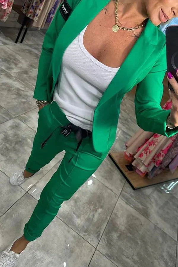 Zyora - Skräddarsytt Set med Mjuk Kavaj och Casual Joggers