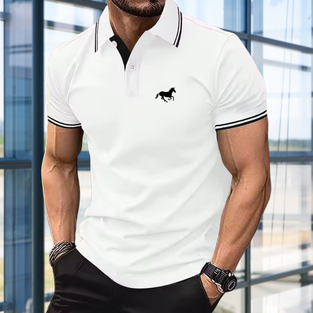 Wilhelm - Avslappnad T-shirt med Knappslå och Pikékrage