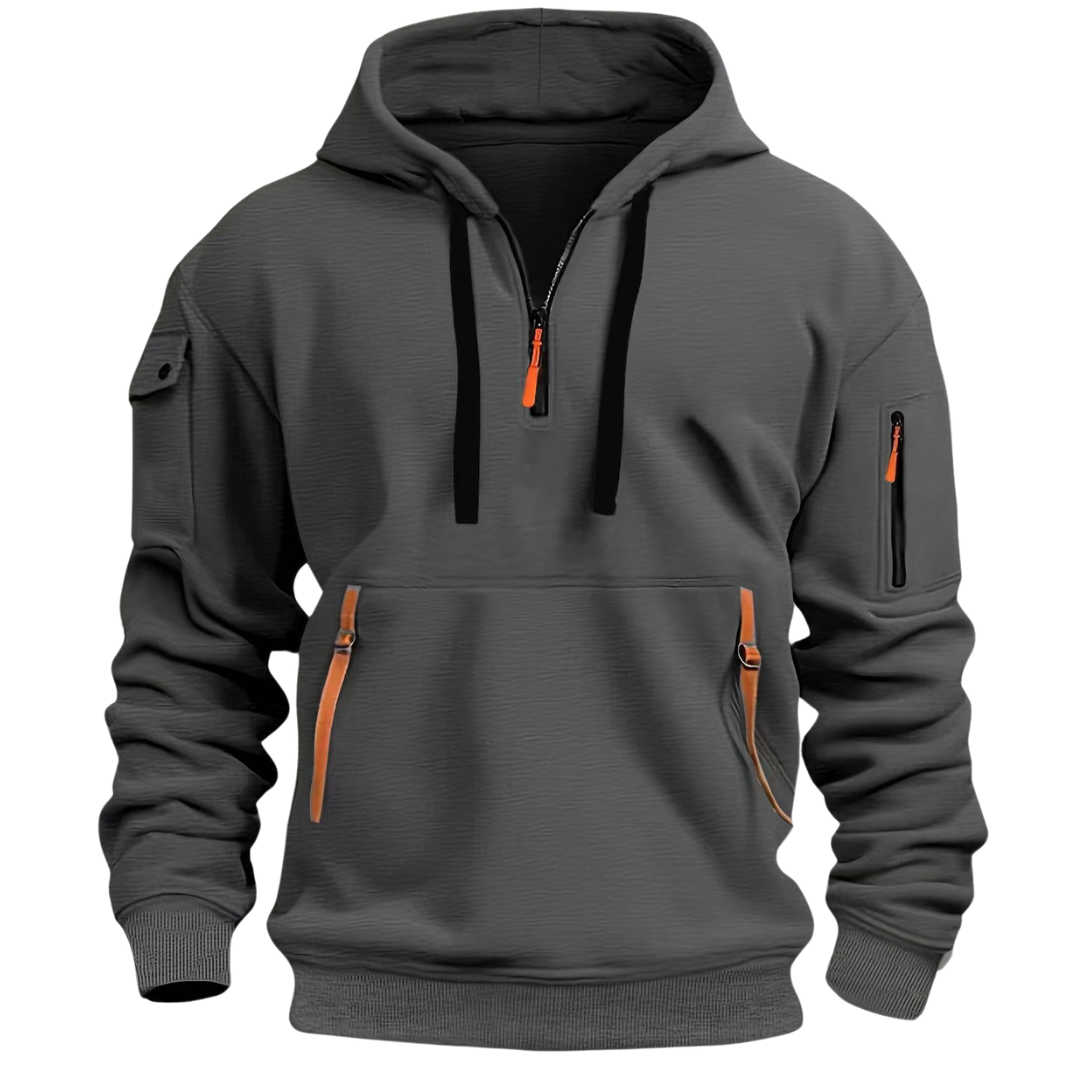 LARS – PRAKTISK HOODIE MED HALV DRAGKEDJA