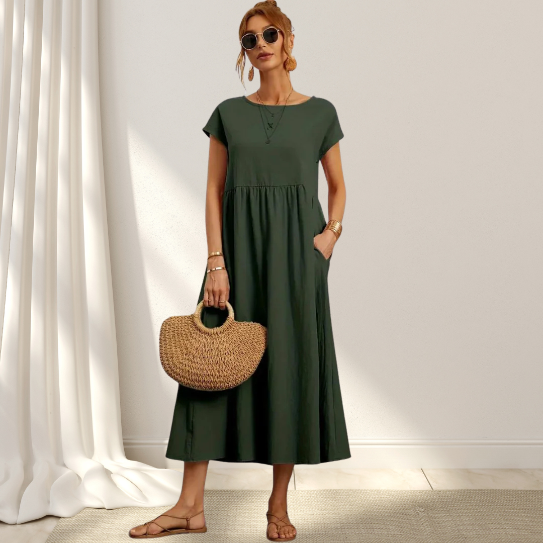 Clio – Elegant Sommarklänning – Lätt, Smickrande & Täcker Magen