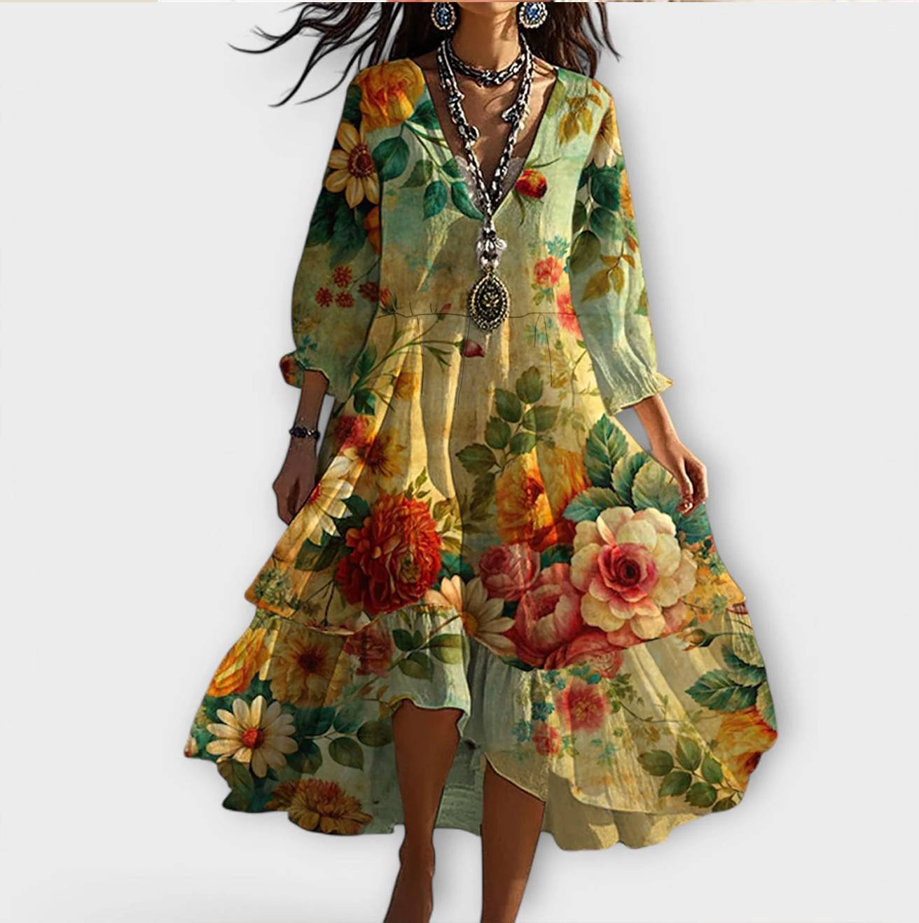 CAMILLA – VINTAGE BLOMMIG BOHO-KLÄNNING
