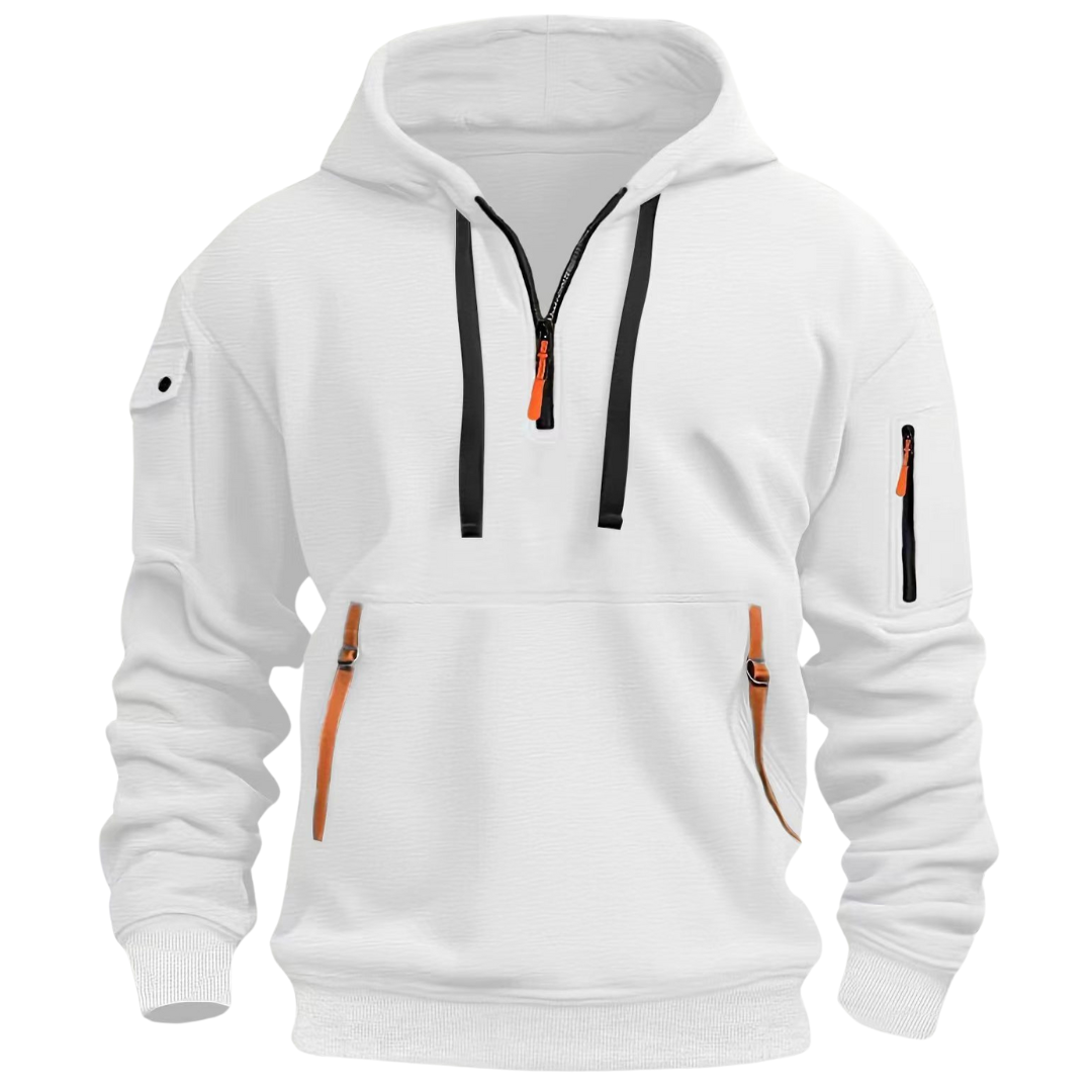 LARS – PRAKTISK HOODIE MED HALV DRAGKEDJA
