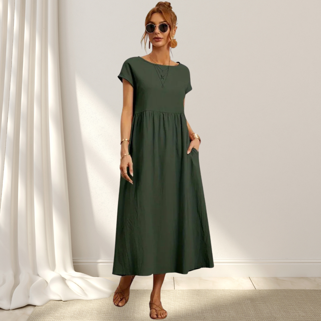 Clio – Elegant Sommarklänning – Lätt, Smickrande & Täcker Magen