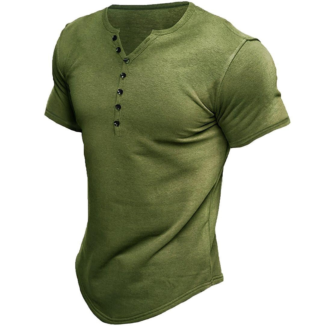 Brad - Kortärmad Henley T-shirt i Bomull