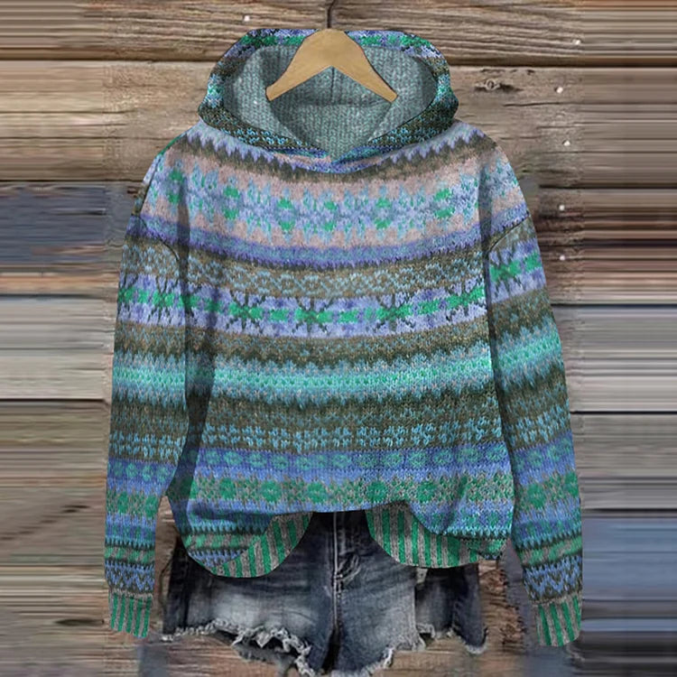 STELLA – STICKAD HOODIE MED NORDISKT MÖNSTER