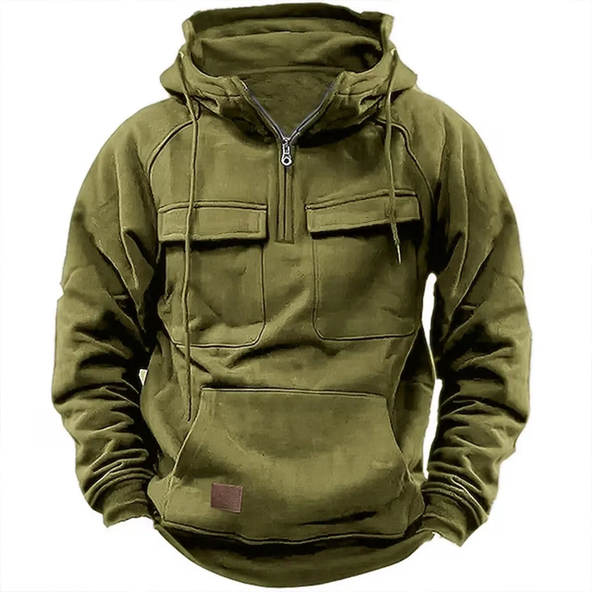 NILS – HALVDRAGKEDJE-HOODIE MED ARBETSINSPIRERAD DESIGN
