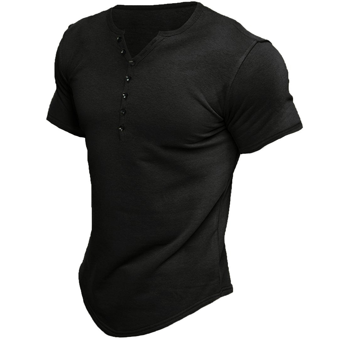 Brad - Kortärmad Henley T-shirt i Bomull
