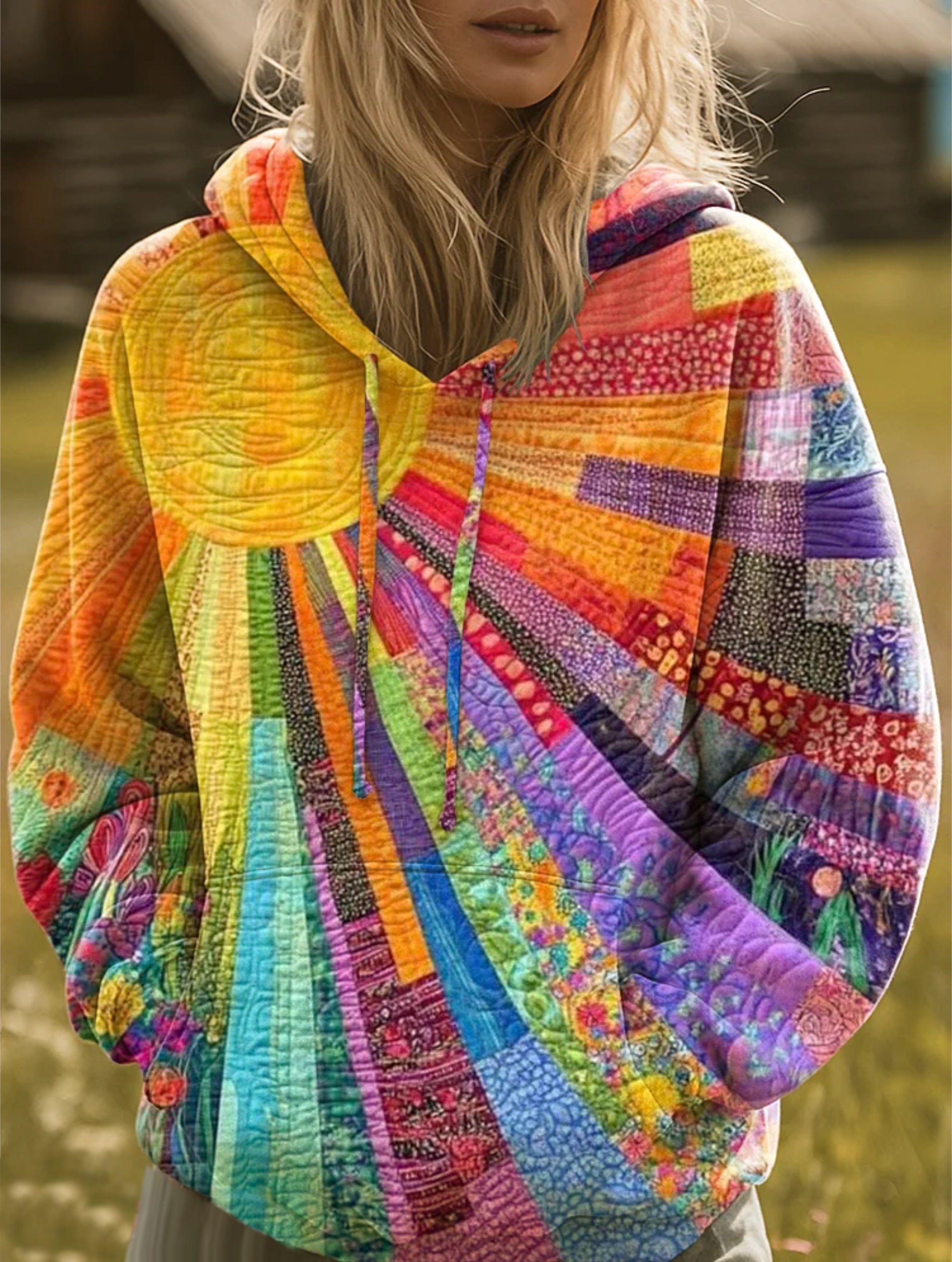 SVEA – FÄRGRIK PATCHWORK HOODIE