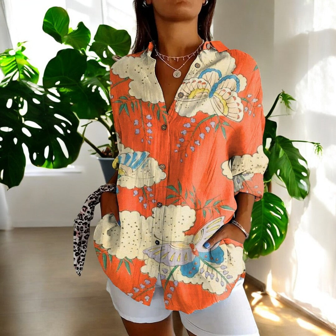 Gisela - Vintage Blommig Somrig Vardagsblus