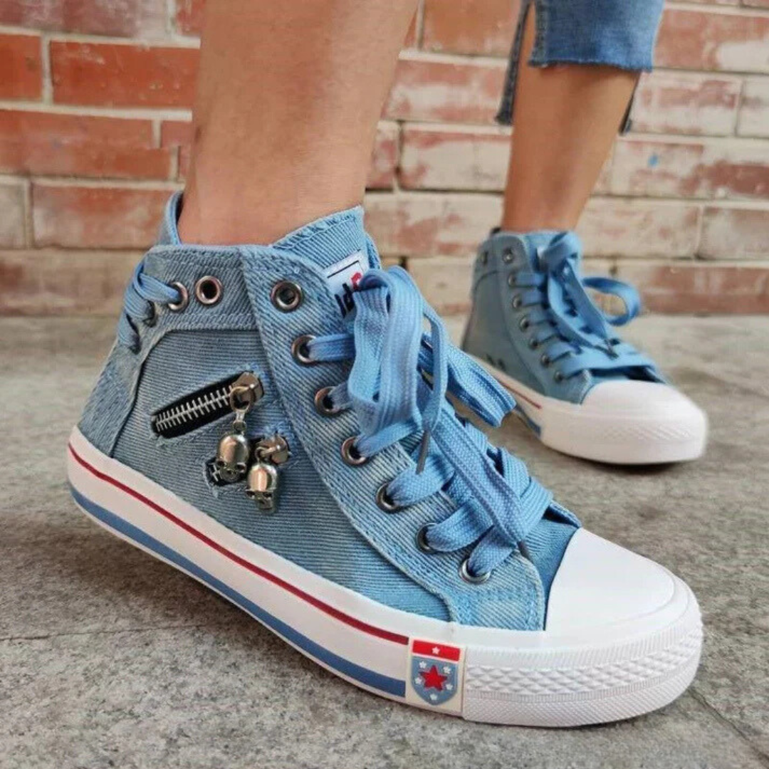 Kelsay - Chic och Bekväm Högskuren Denim Canvas Skor