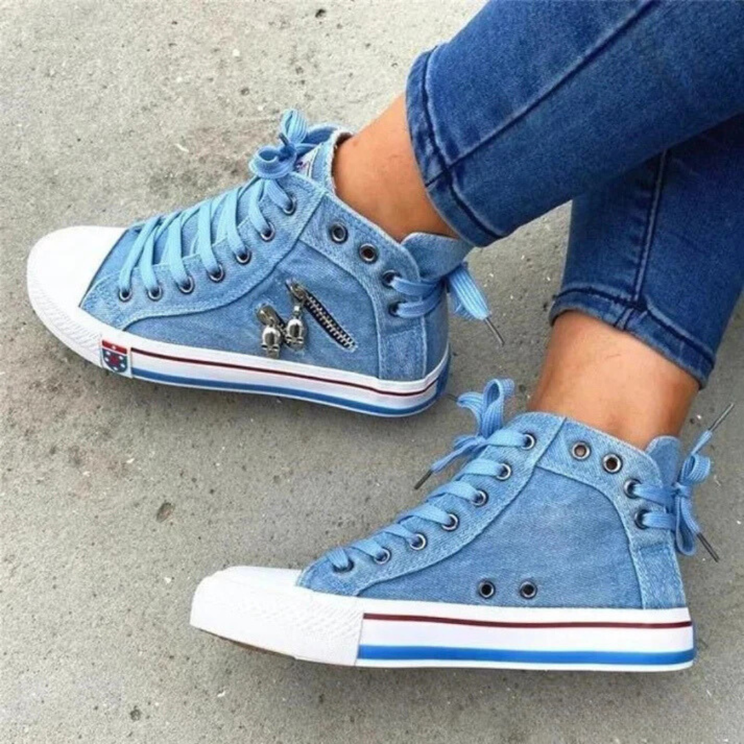 Kelsay - Chic och Bekväm Högskuren Denim Canvas Skor