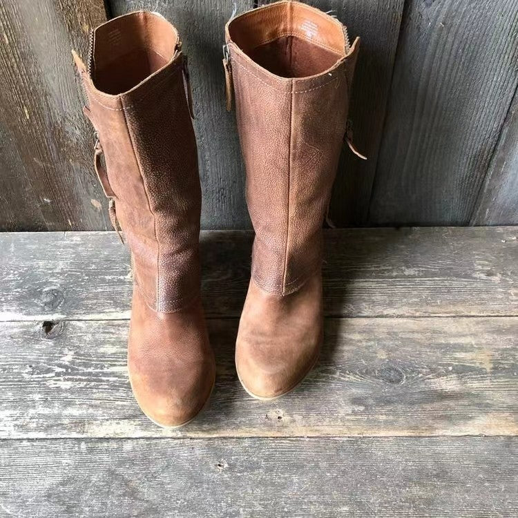 ELSA – MITTLÅNGA BOOTS I LÄDERLOOK
