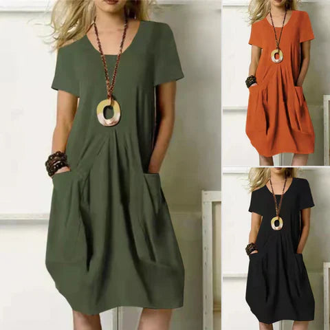 Vera - Stilren Klänning Med Magen Täckning