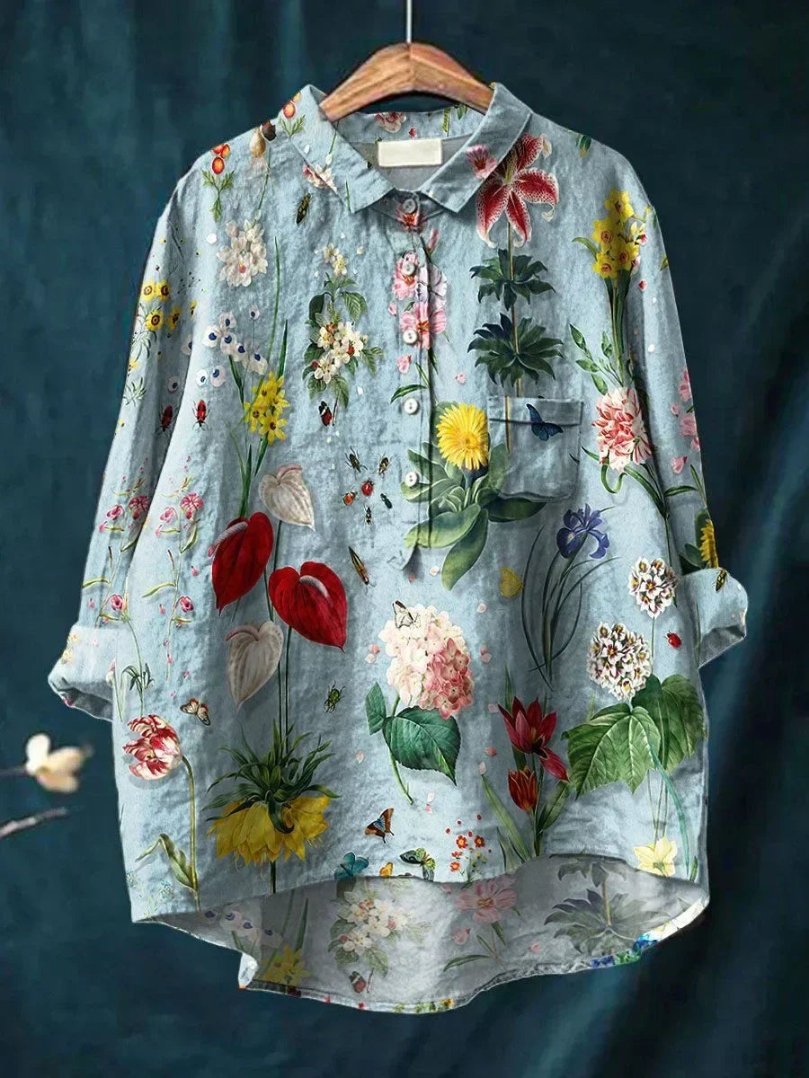 Elva -  Elegant Skjorta med Blommönster