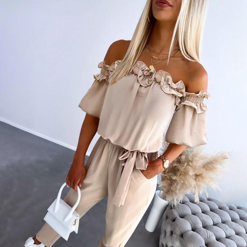 Elva - Off-Shoulder Byxdress med Volang